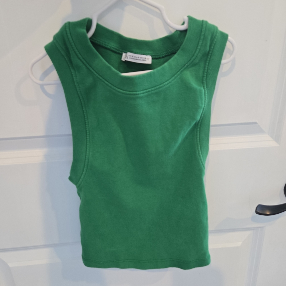 Zara Vibrant Green Womens Sleeveles Crop Top Size Small.